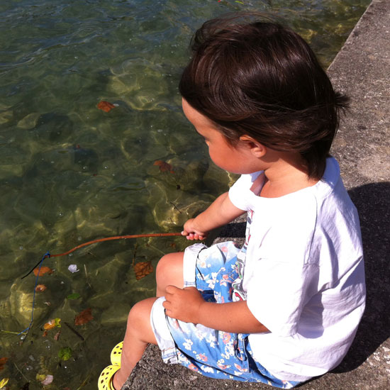 'Fishing' in lake Annecy - I made the rod myself :) 